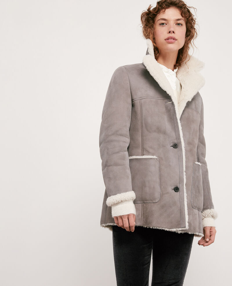 Sheepskin coat Light grey - Dolotto | Comptoir des Cotonniers