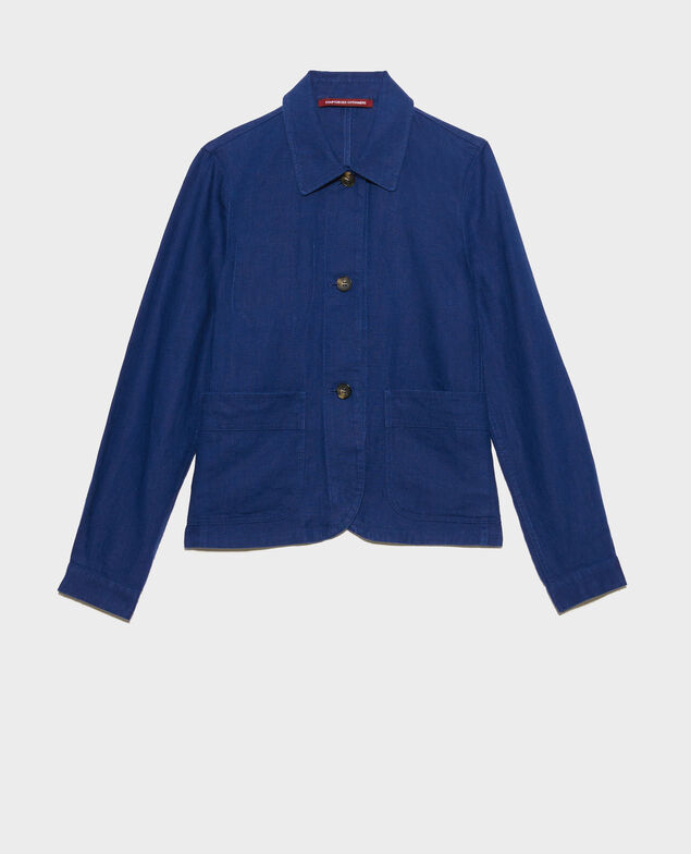 Linen jacket 0643 medieval blue