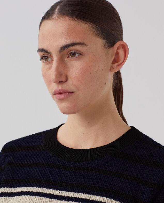 Short-sleeve cotton jumper J695 st ecru navy