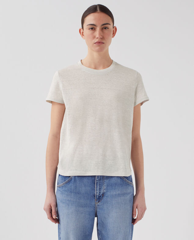 AMANDINE: linen round neck t-shirt U020 light gray