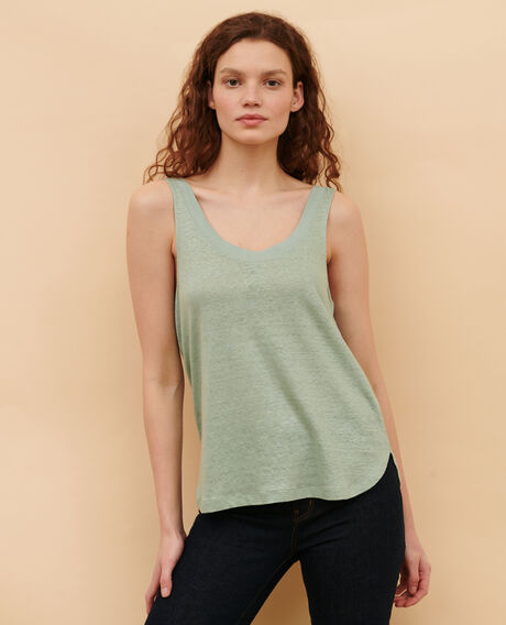 Linen vest top 50 green 2ste054f05