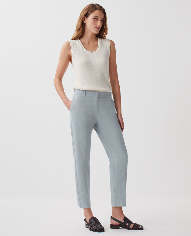 Long linen tank top H303 white swan