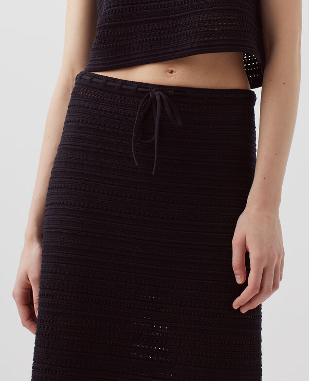 Cotton crochet midi skirt H091 black beauty