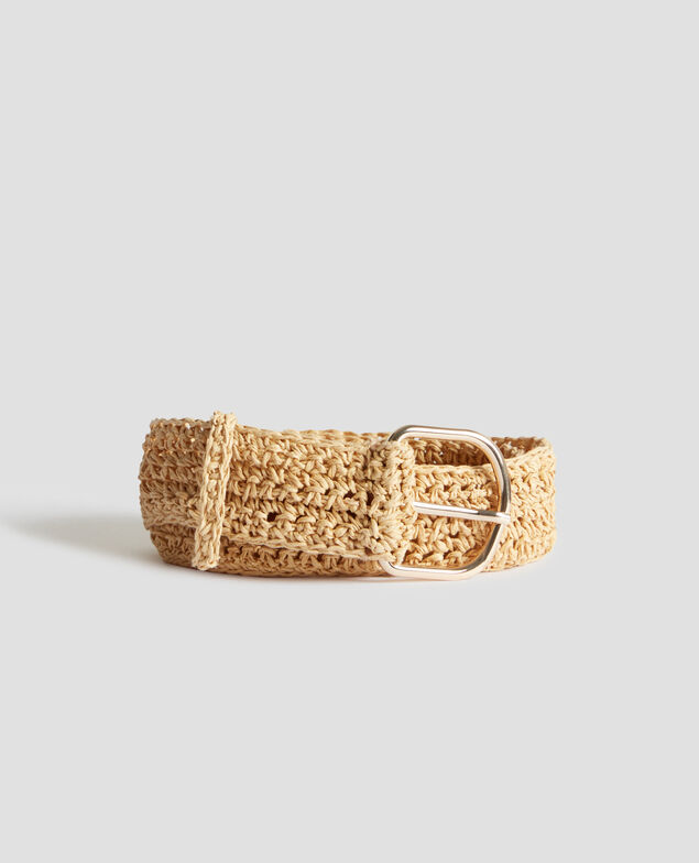 Wide braided crochet belt 7003 30 natural