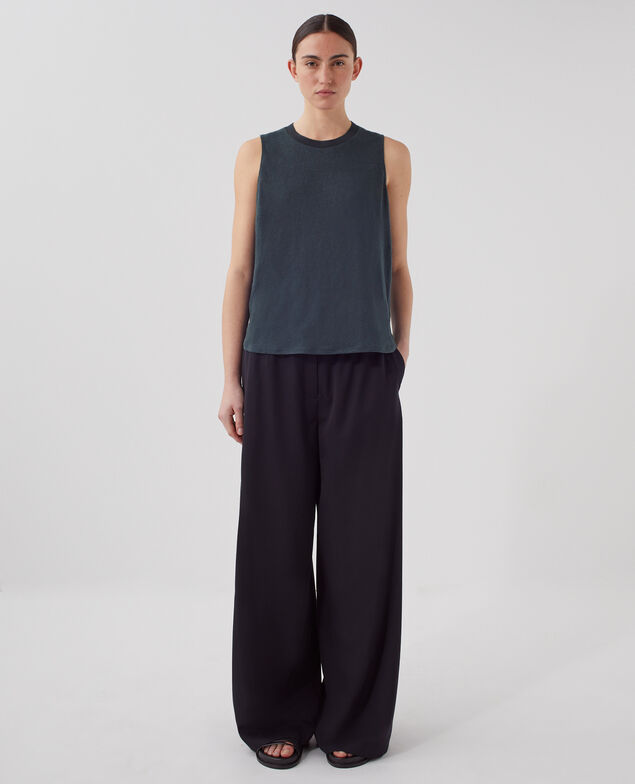 MARCELLE - Linen tank top J690 blueberry