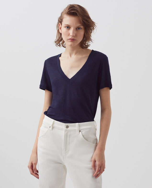 SARAH - Linen V-neck t-shirt