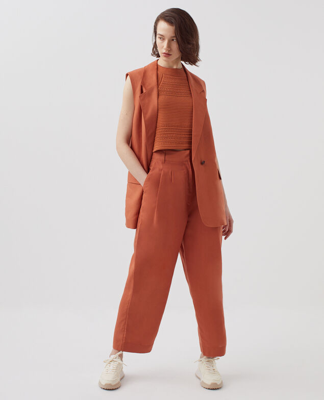 Sleeveless blazer H350 amber brown