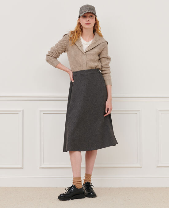 Flannel pleated skirt 7035 03_GREYMELANGE