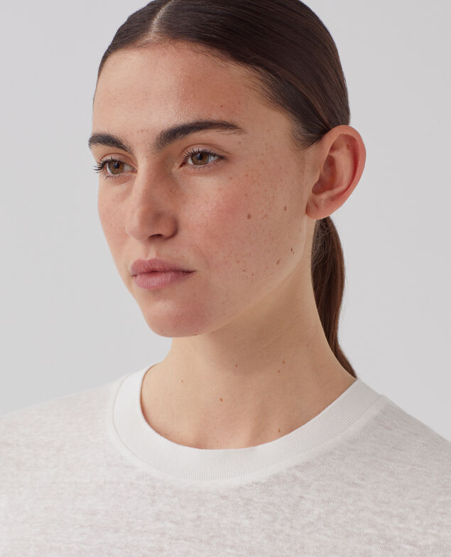 AMANDINE: linen round neck t-shirt U010 off white