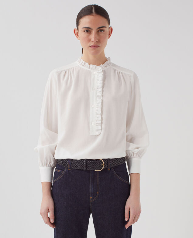Ruffled blouse H013 gardenia