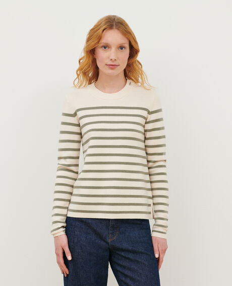 MADDY - Striped merino wool jumper 0561 vetiver stripes 2wju244w21