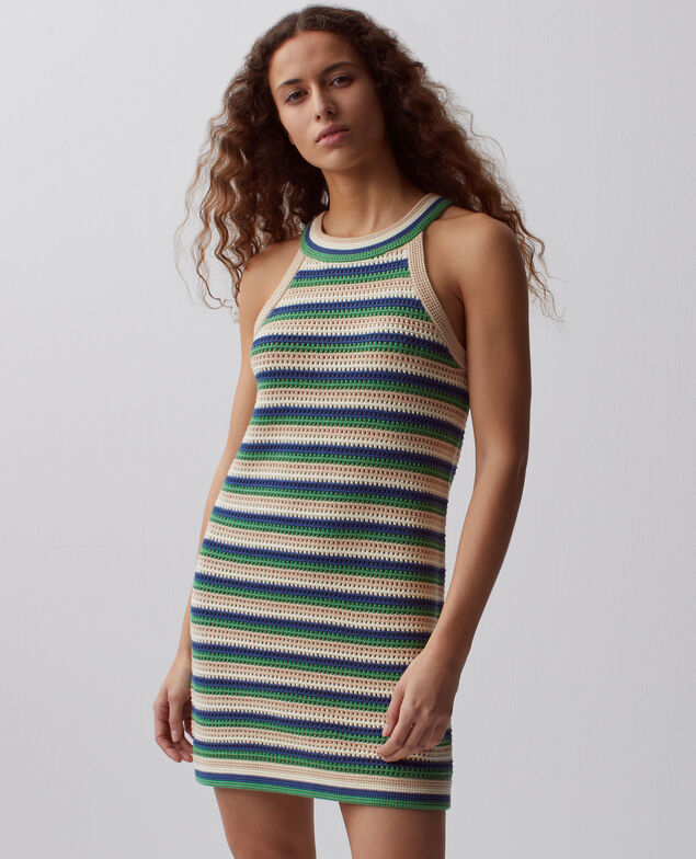 Crochet mini dress H543 st multic green
