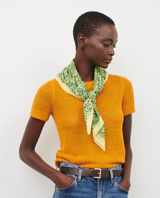Cotton scarf 116 print yellow