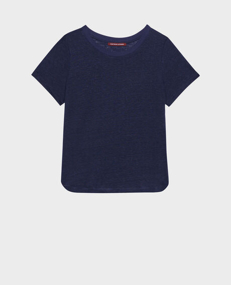 AMANDINE - linen round neck t-shirt 68 blue 2ste055f05