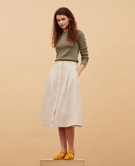 Linen midi skirt 0305 natural 3ssk199f06