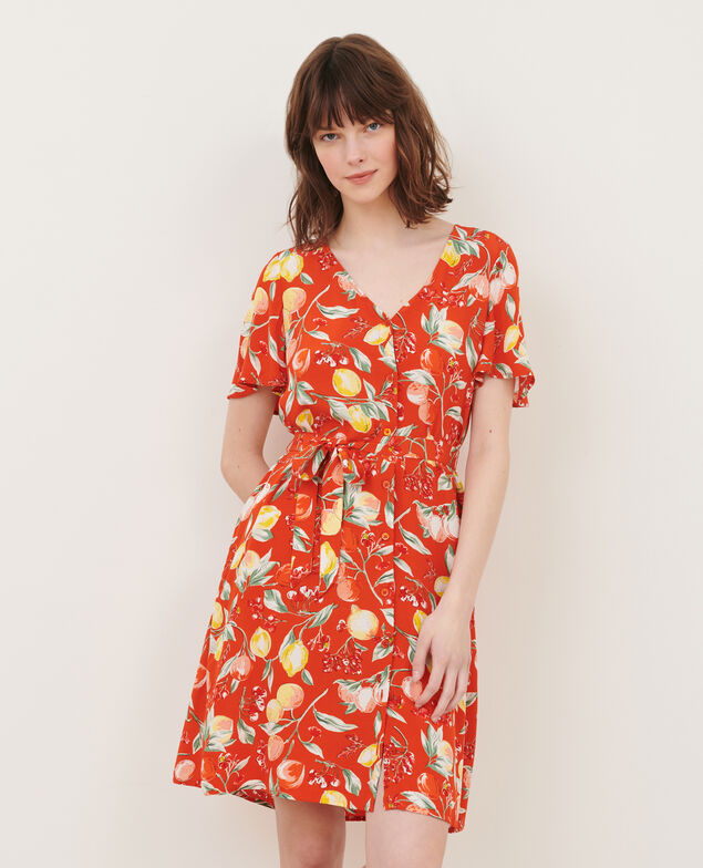 LAËTITIA - Floaty mini dress 103 print orange