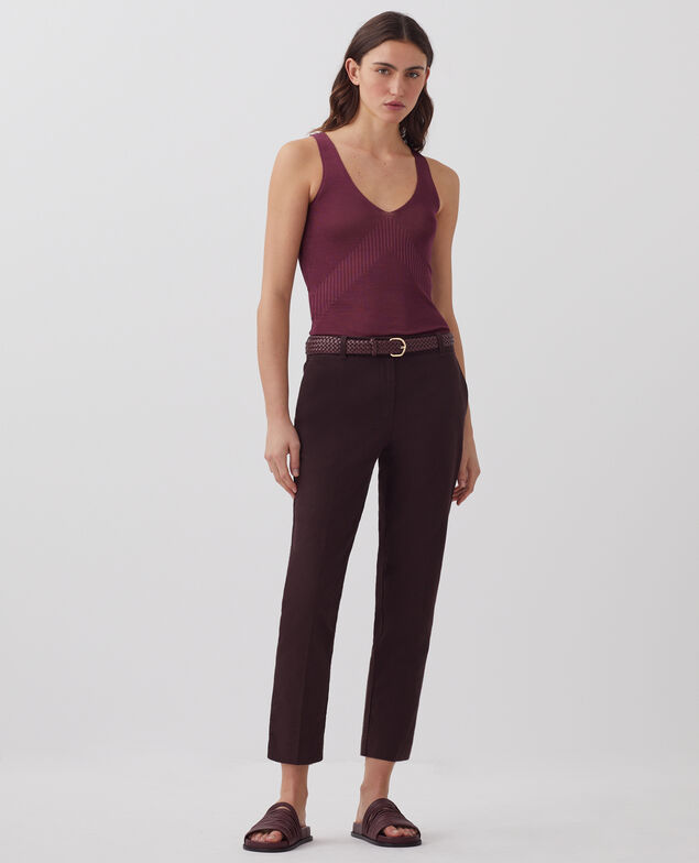 MARGUERITE - Cigarette trousers J790 chocolate plum