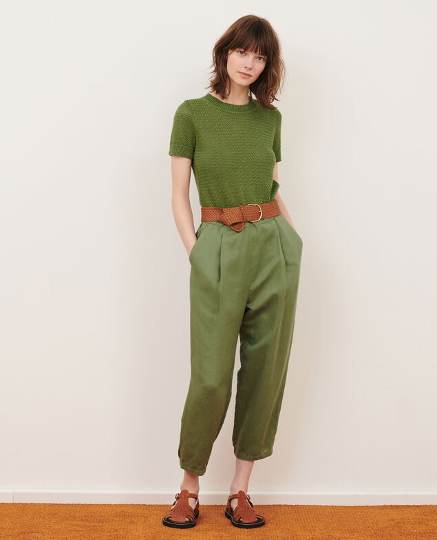 Short-sleeve linen jumper 52 green