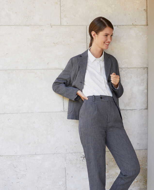 Linen and wool trousers Blue