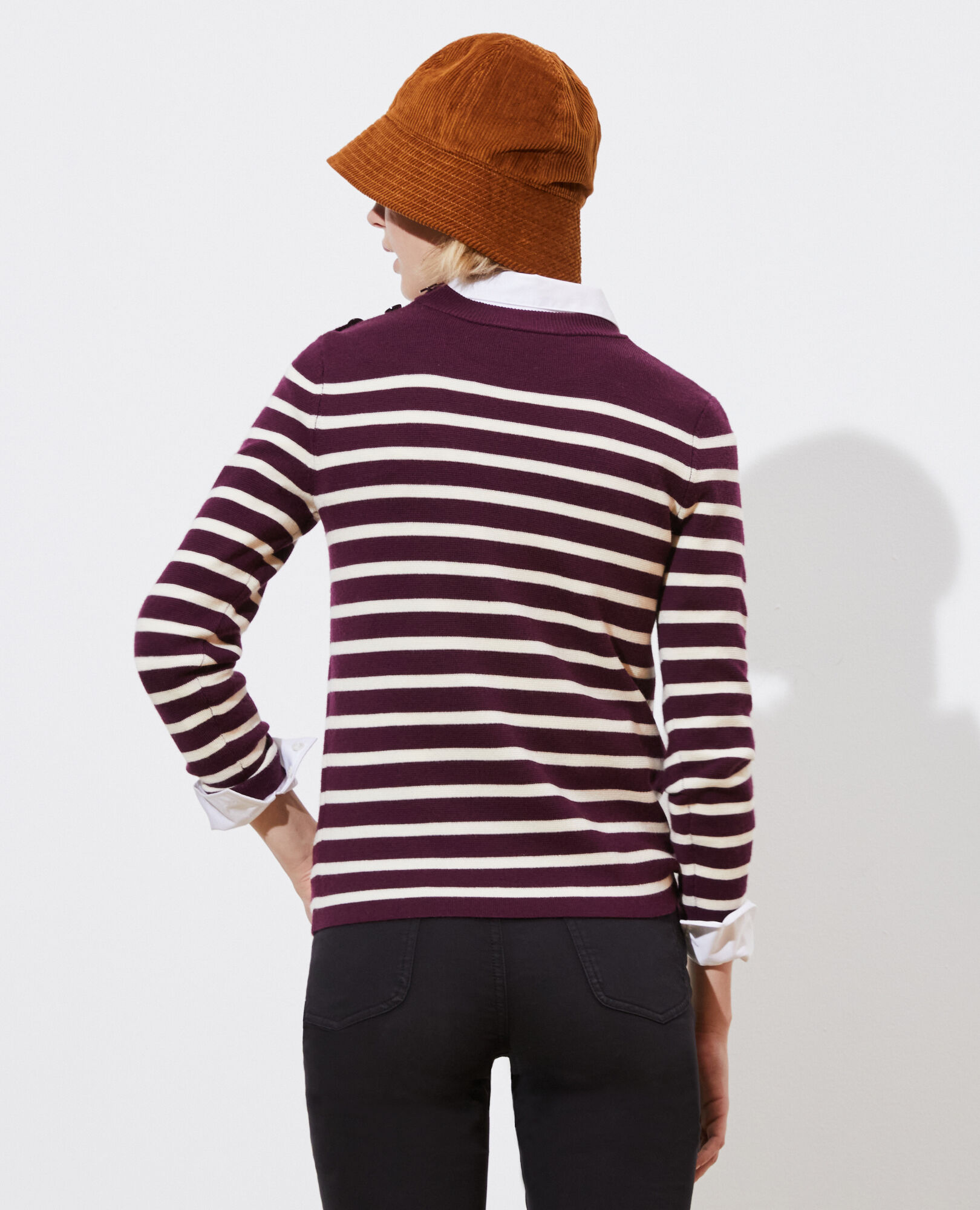 MADDY - Striped merino wool jumper Stp prpl jtst Liselle
