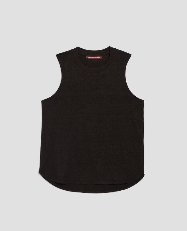 MARCELLE - Linen tank top H091 black beauty