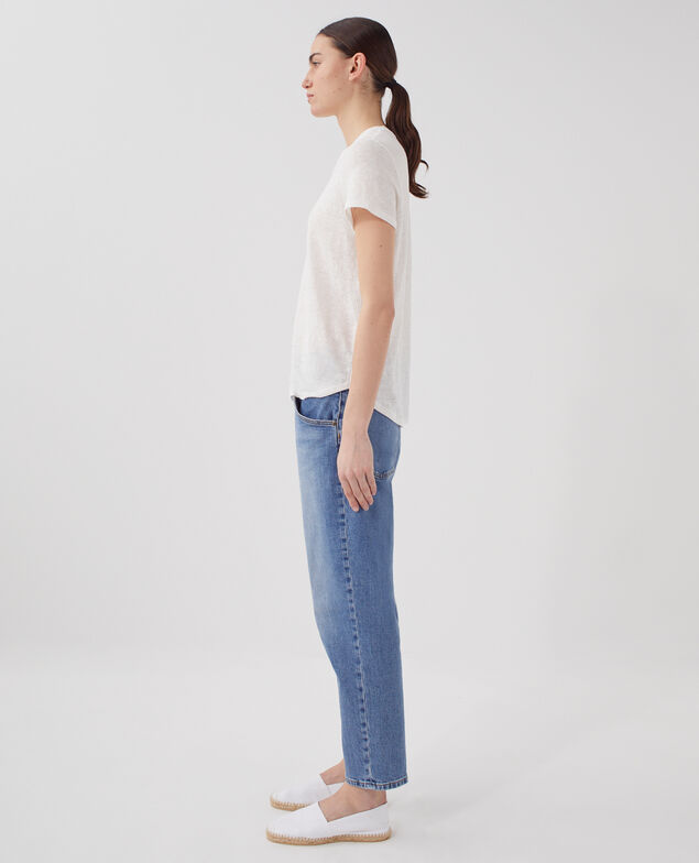 AMANDINE: linen round neck t-shirt U010 off white