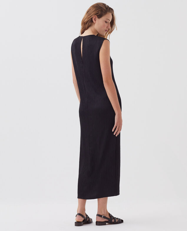 Textured sleeveless maxi dress H091 black beauty
