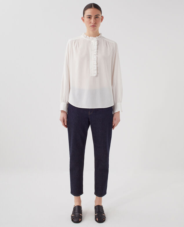 Ruffled blouse H013 gardenia