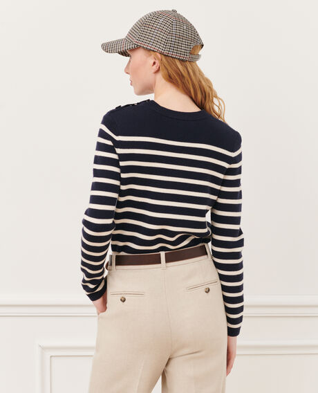 MADDY - Striped merino wool jumper Stp nv wht Liselle