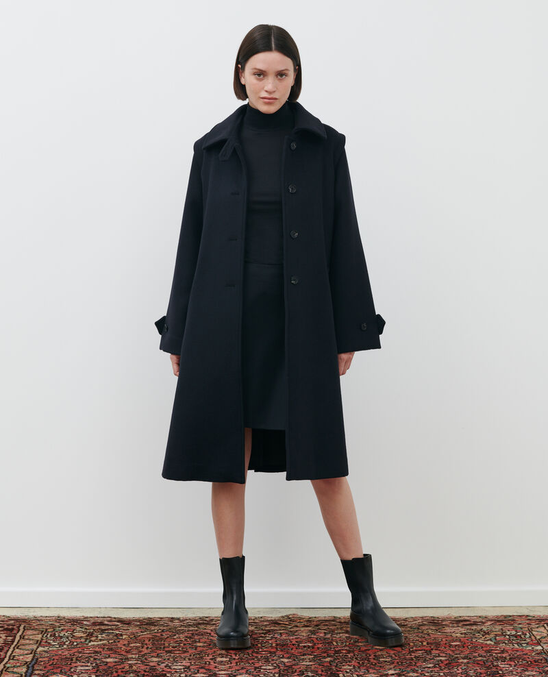 Loose wool and cashmere coat Black beauty Madriat