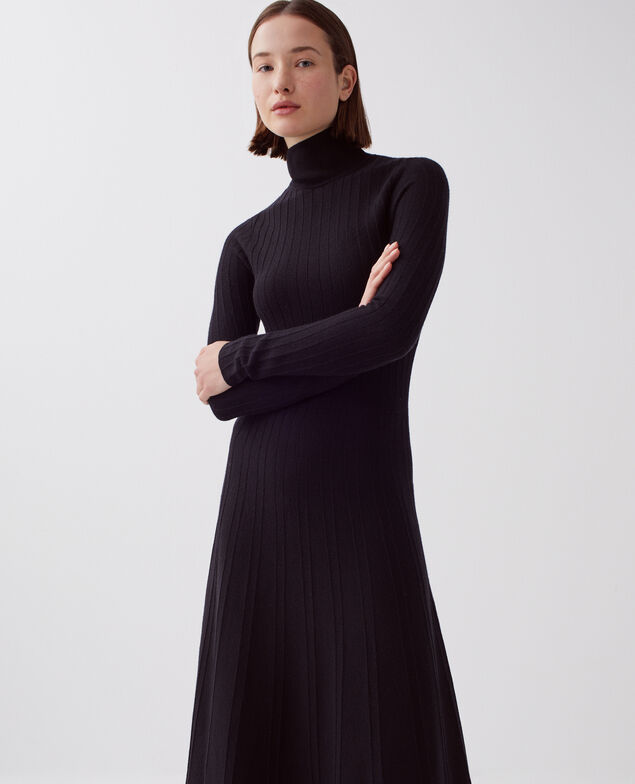 Merino wool maxi dress H091 black beauty