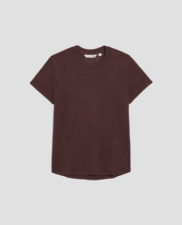 AMANDINE: linen round neck t-shirt U190 wine