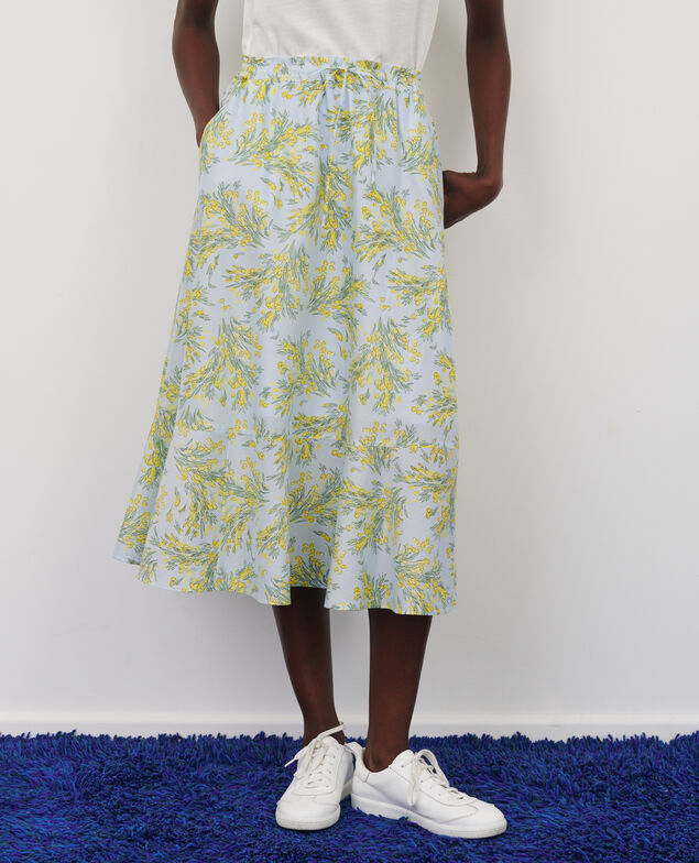 Floral cotton voile skirt 93 print blue