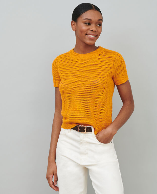 Short-sleeve linen jumper 23 orange
