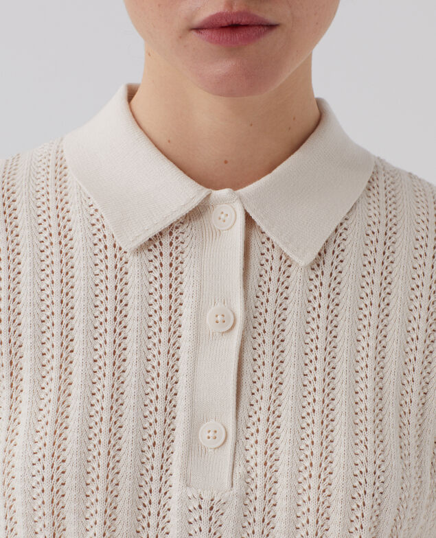 Cotton polo neck jumper U010 off white