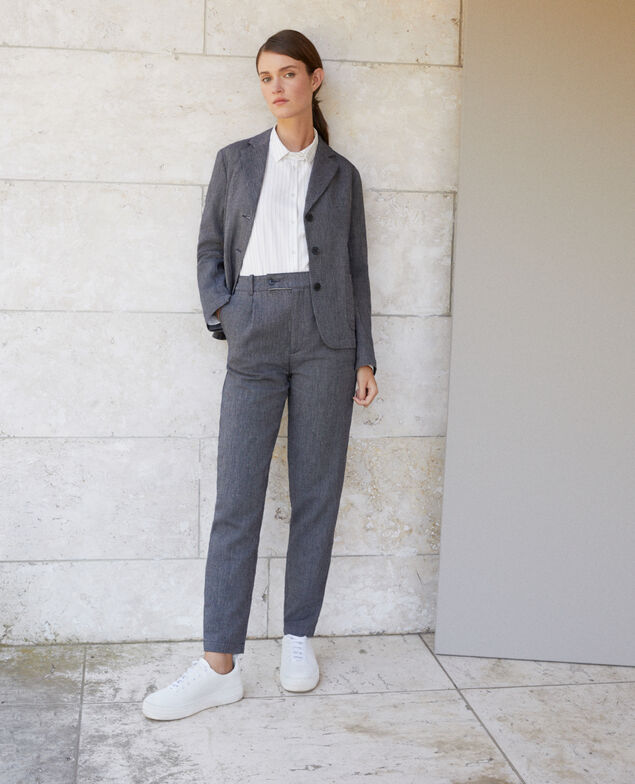 Linen and wool trousers Blue