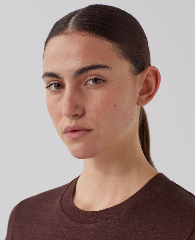 AMANDINE: linen round neck t-shirt U190 wine