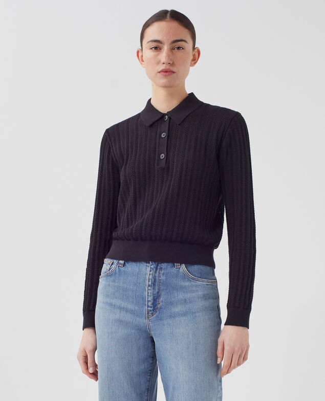 Cotton polo neck jumper U090 black