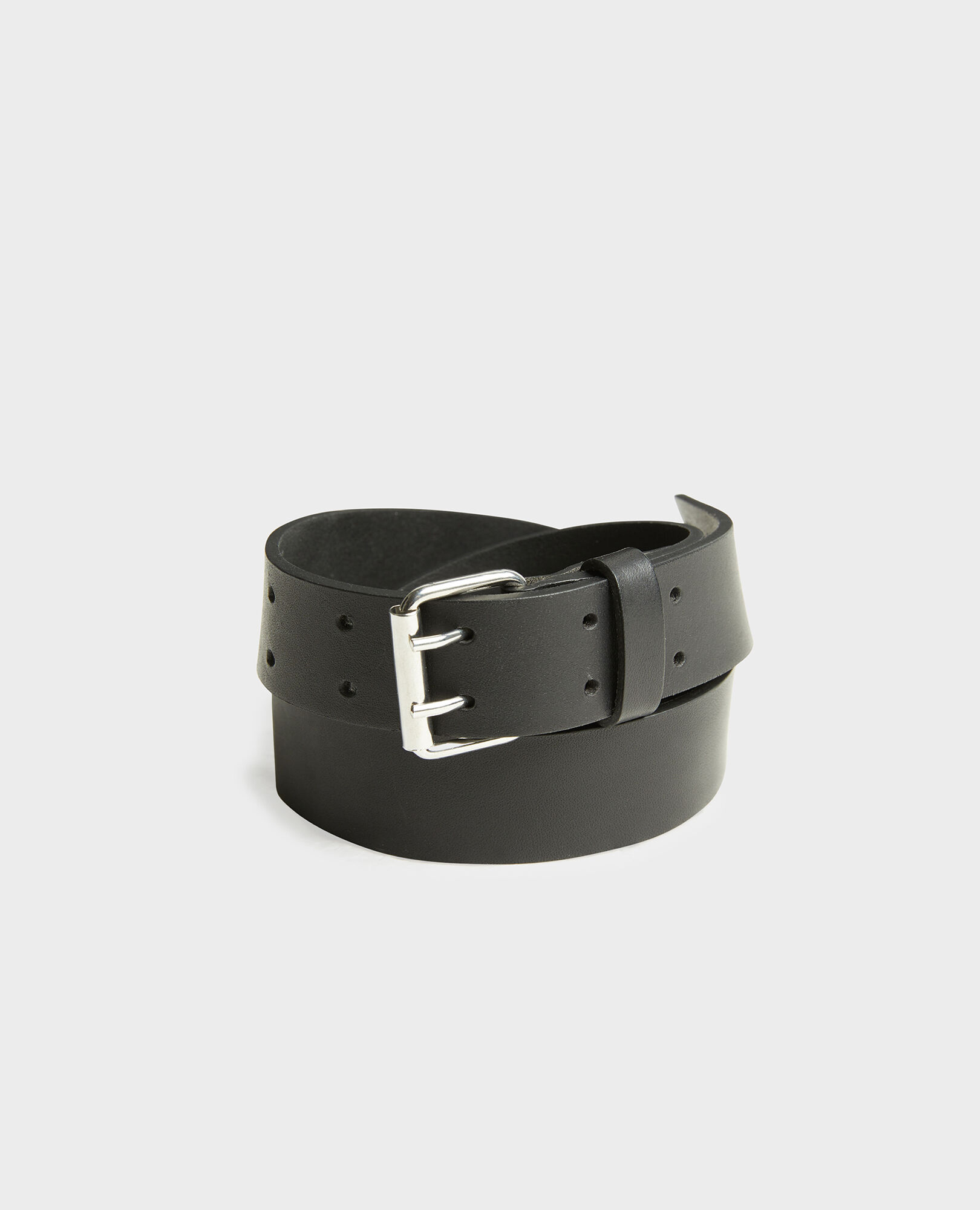  Leather belt with rectangular buckle Black beauty Megrit