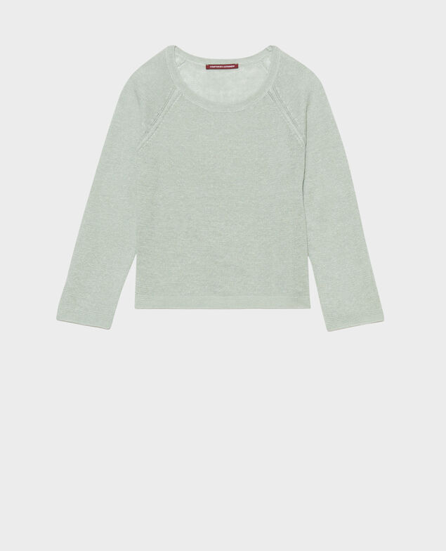 Round neck linen jumper 50 green