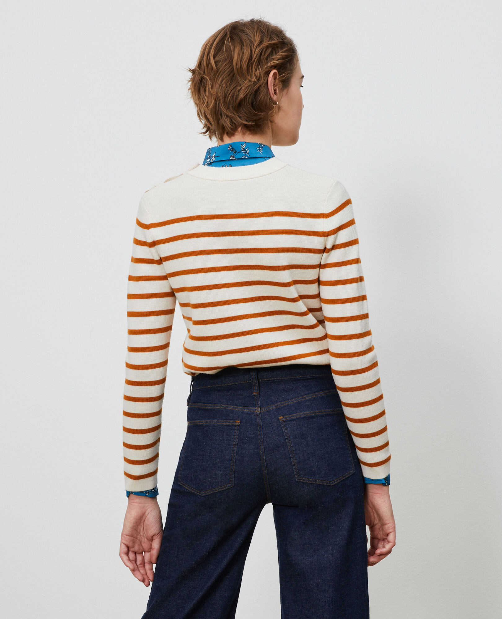 MADDY - Striped merino wool jumper Stp_grd_pumkn Liselle