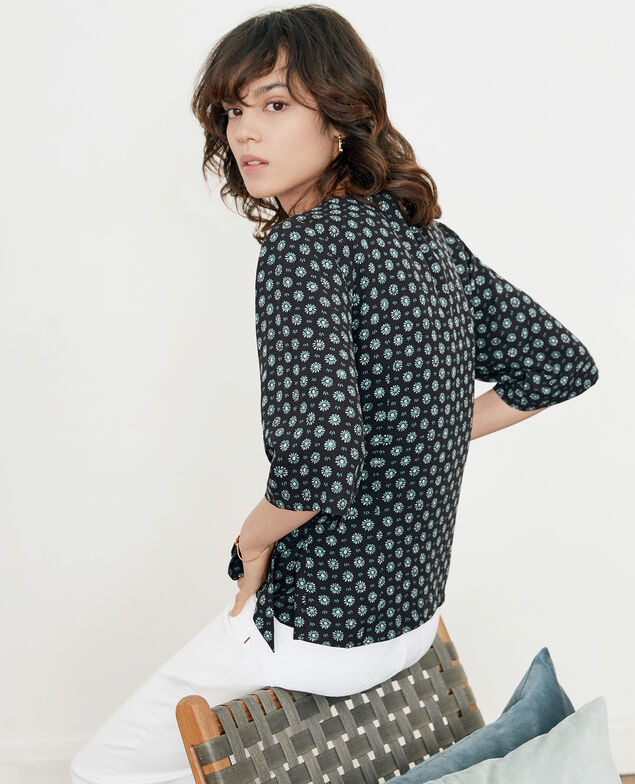 Printed blouse with buckle Dandelion black