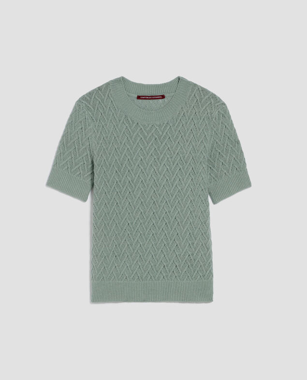Short-sleeve linen jumper J510 jadeite green