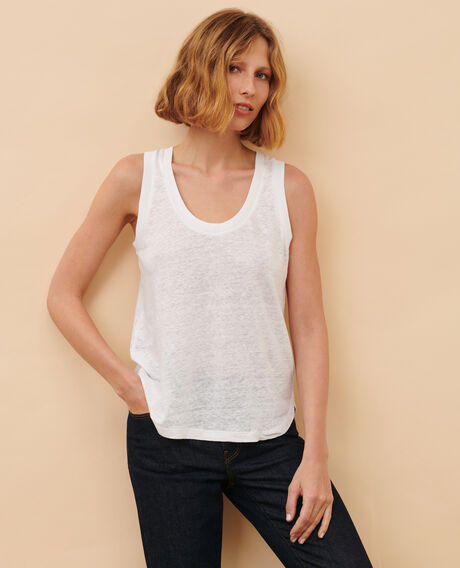 Sleeveless linen T-shirt 4235 optical white 3ste180f05