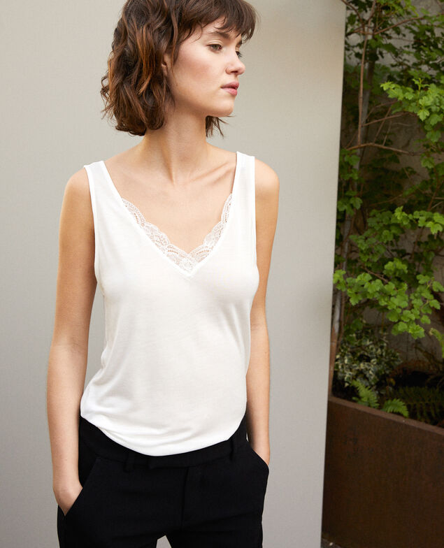 Vest top with lace White