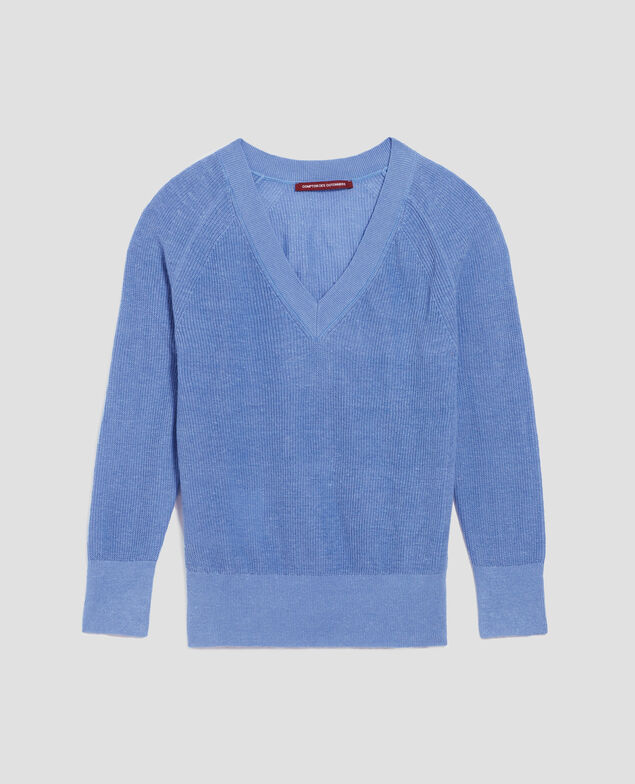 Linen V-neck jumper H605 savoie