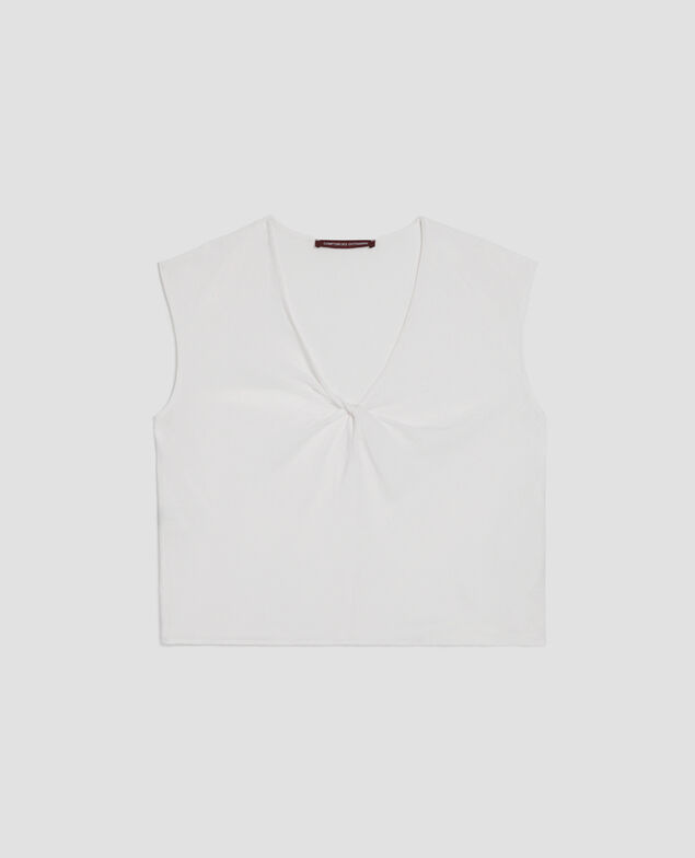 Loose cable knit vest top H003 white