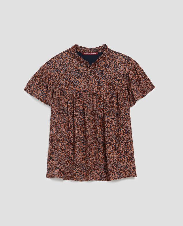 Short-sleeve Fluid blouse I480 leo brown