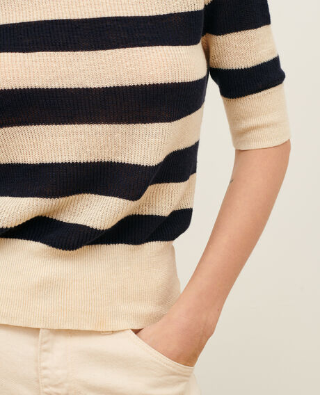 Short-sleeve linen jumper 0692 night_sky_stripes 3sju093l01