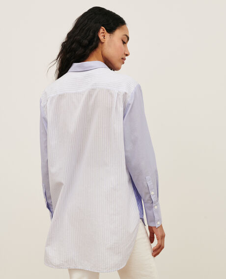 Cotton shirt with high-low hem 0622 blue medium stripes 3ssh038c21